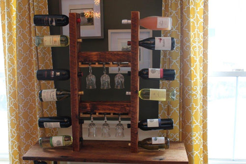 12 Bottle Wine Rack with 6 Glass Holder