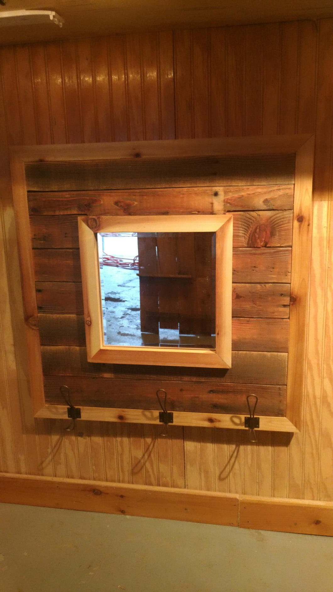 Rustic Coat Rack with Mirror